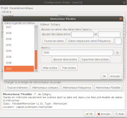 Selecting the FlexibleMemorizer and configuring it with a list of dates